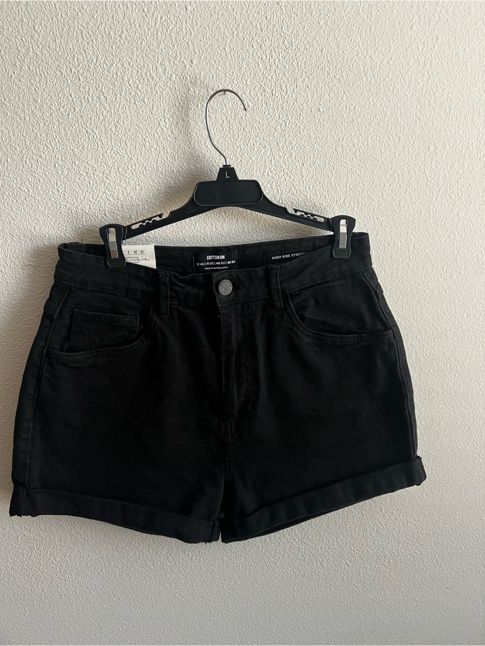 Cotton On Black High-Rise Rolled Hem Jean Shorts